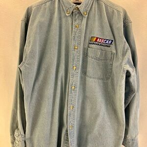 Vintage Lee NASCAR Racing Denim Shirt - Large - Embroidered - Stone Bleach 2009